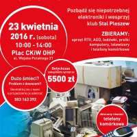 Zbiórka elektrośmieci na sprzęt sportowy dla dzieci. Sobota 23 kwietnia 10:00 - 14:00